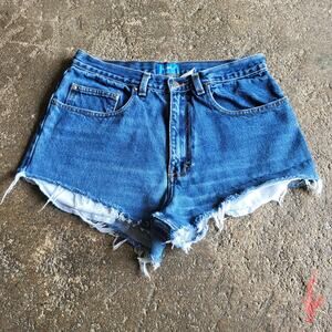 Vintage Cut Off Denim Jean Shorts Size 30 Blue B.E. Blues Booty Summer Tag 31